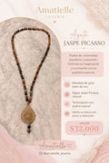 Collar agatas jaspe picasso y mandala de gota