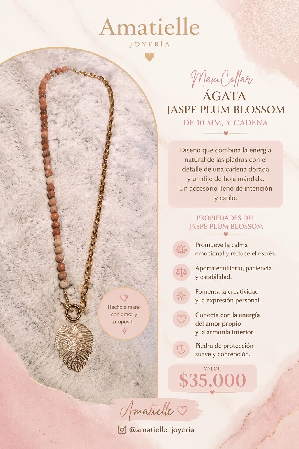 Collar cadena y ágatas Picasso Blossom