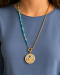 Collar Asimétrico Turquesa con Medallón Ojo de Horus
