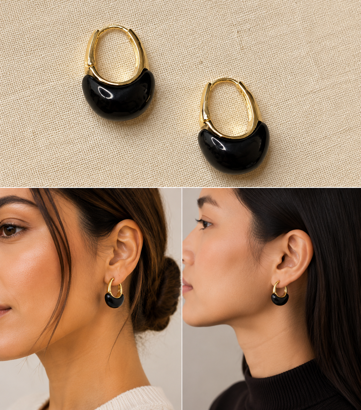 Aros Argolla Baño de Oro con Resina