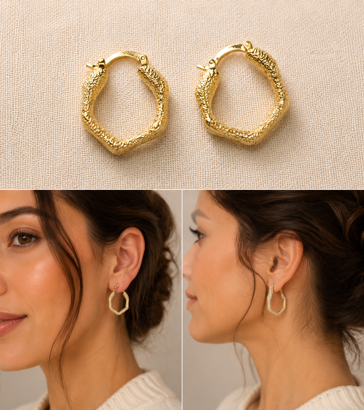 Aros Argolla Orgánica Dorada Textura