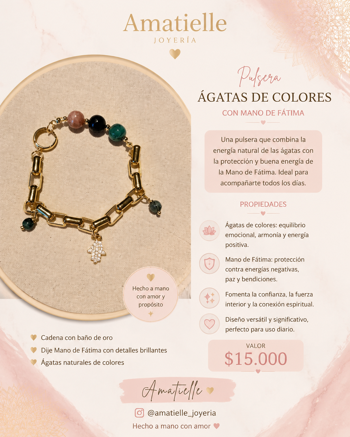 Pulsera piedras y dije